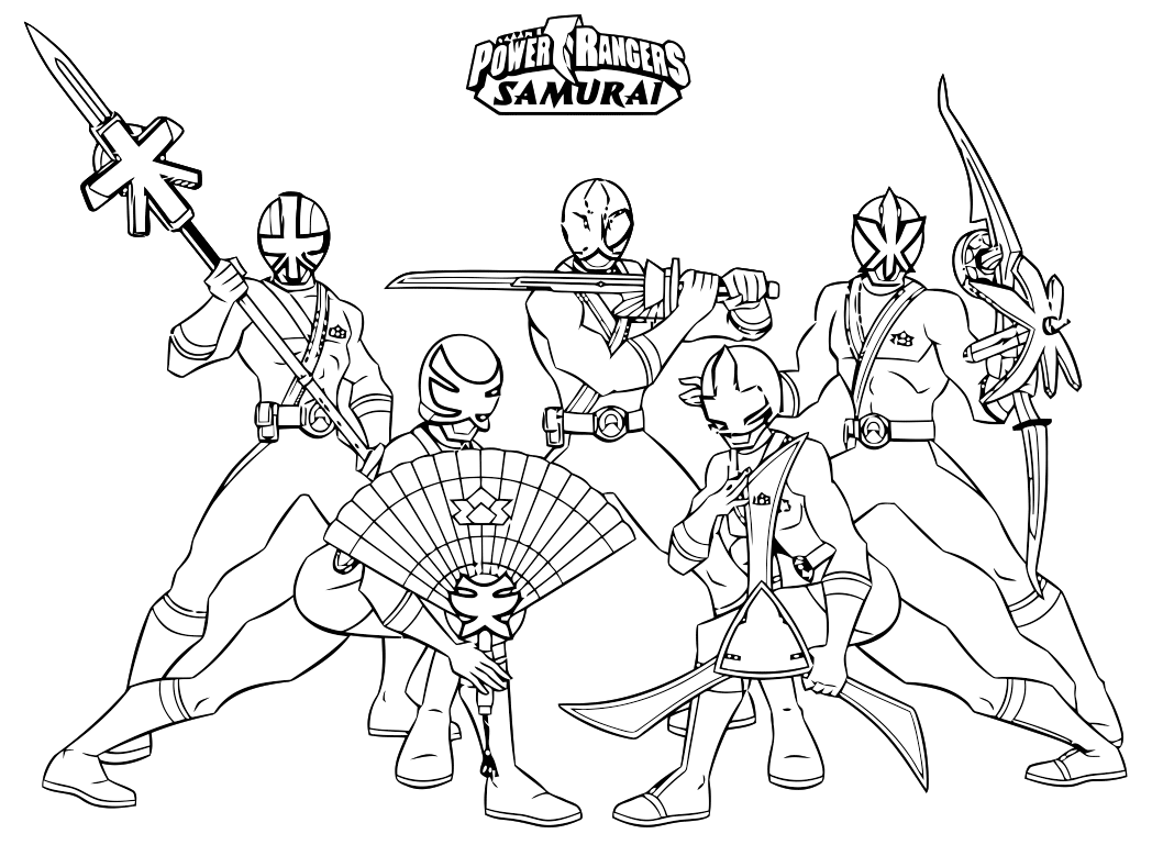 Samurai Power Rangers Squadra da colorare