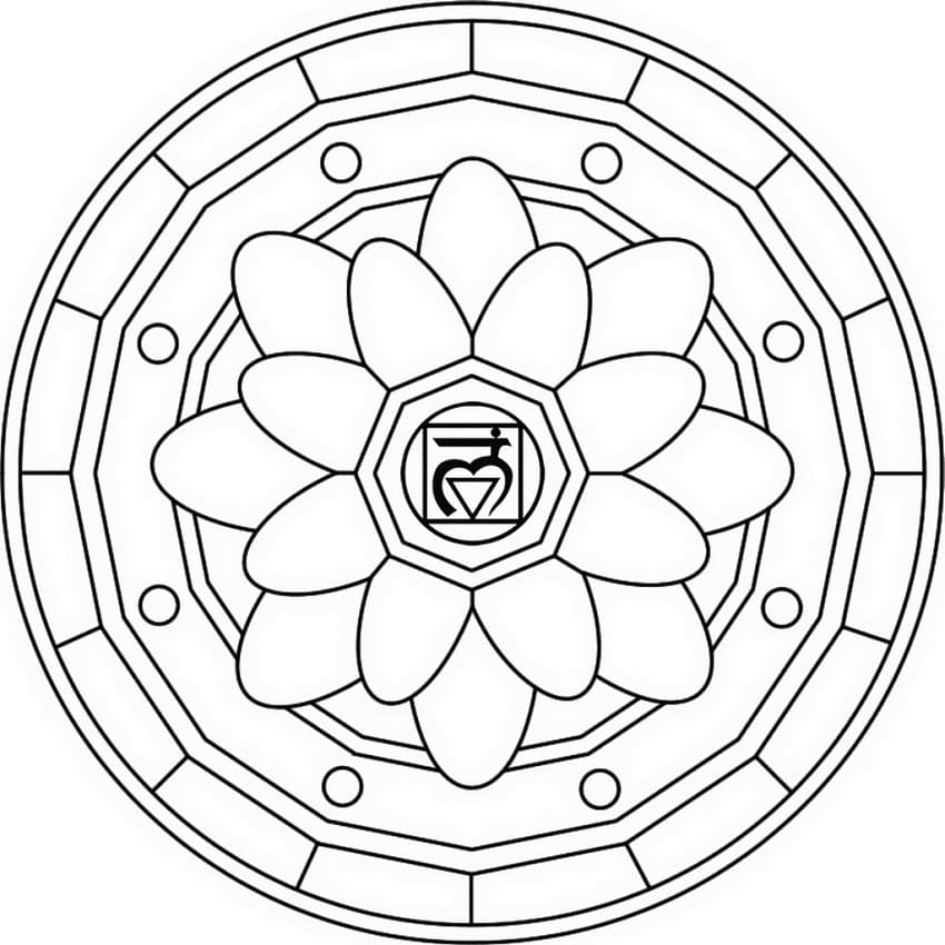 Simbolo Muladhara Mandala da colorare