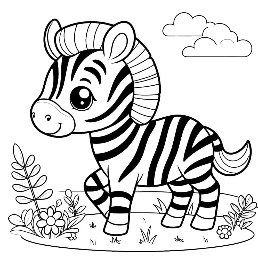 Simpatiche piccole Zebra da colorare