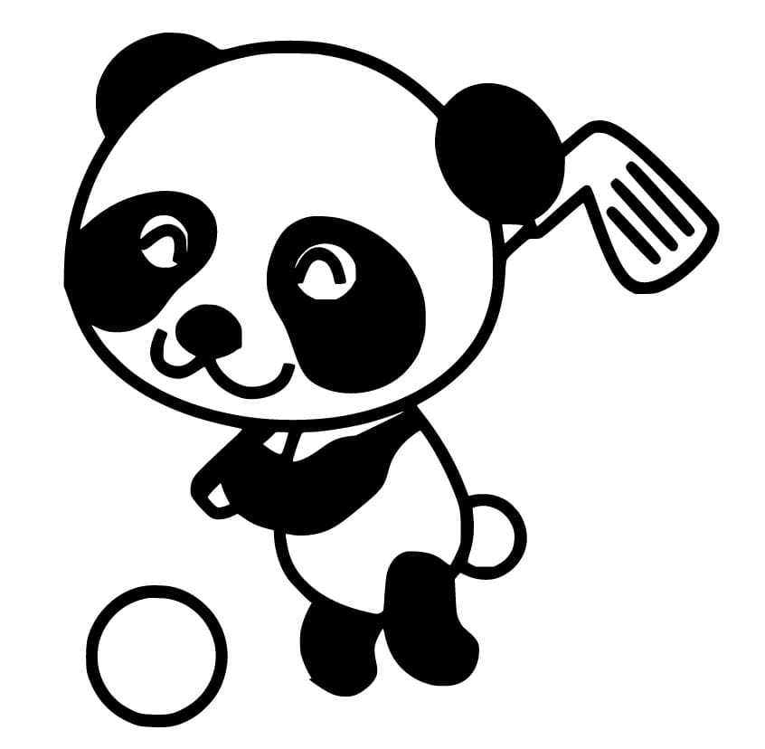 Simpatico Panda che Gioca a Golf da colorare