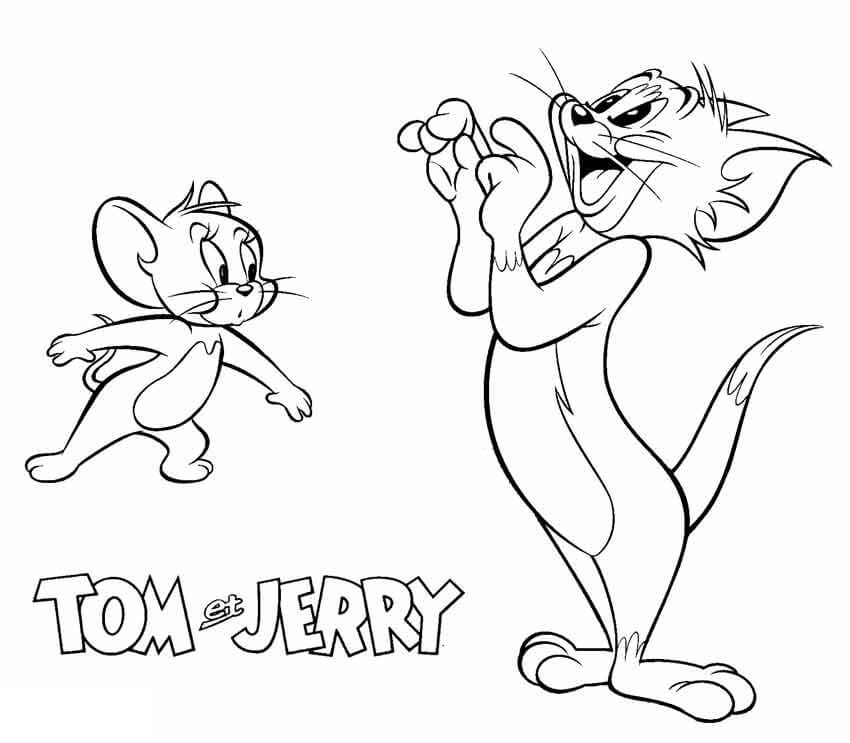 Simpatico Tom e Jerry da colorare