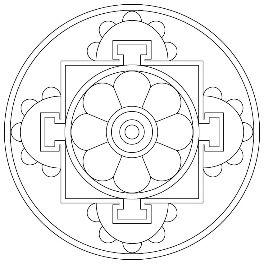 Simple Tibetan Mandala da colorare