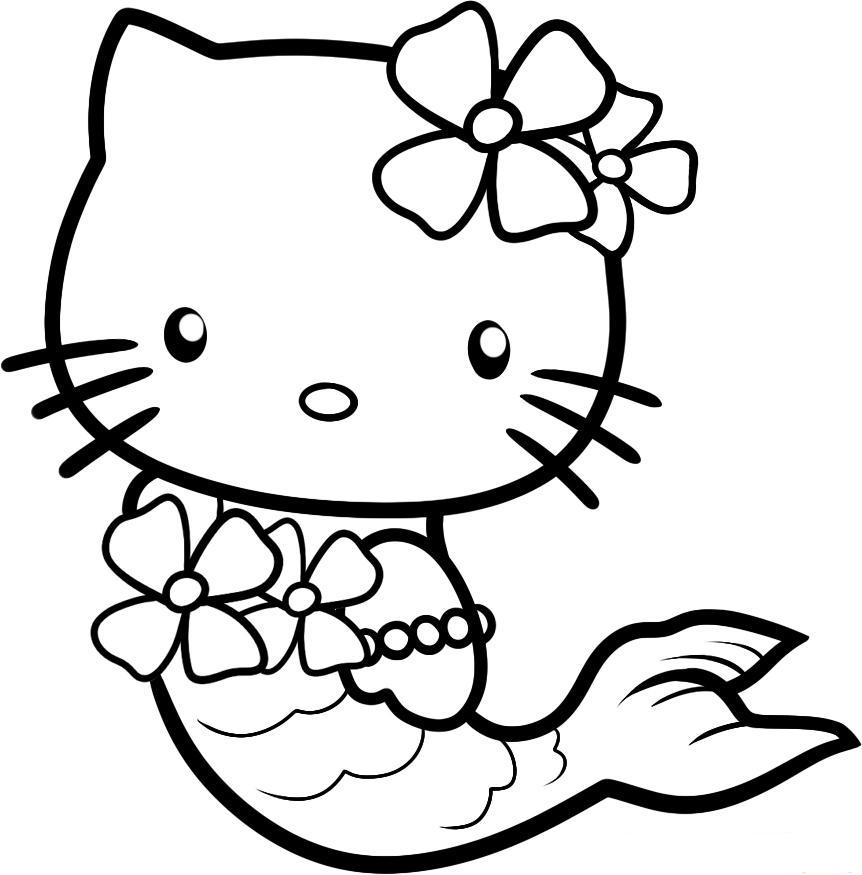 Sirena Hello Kitty da colorare