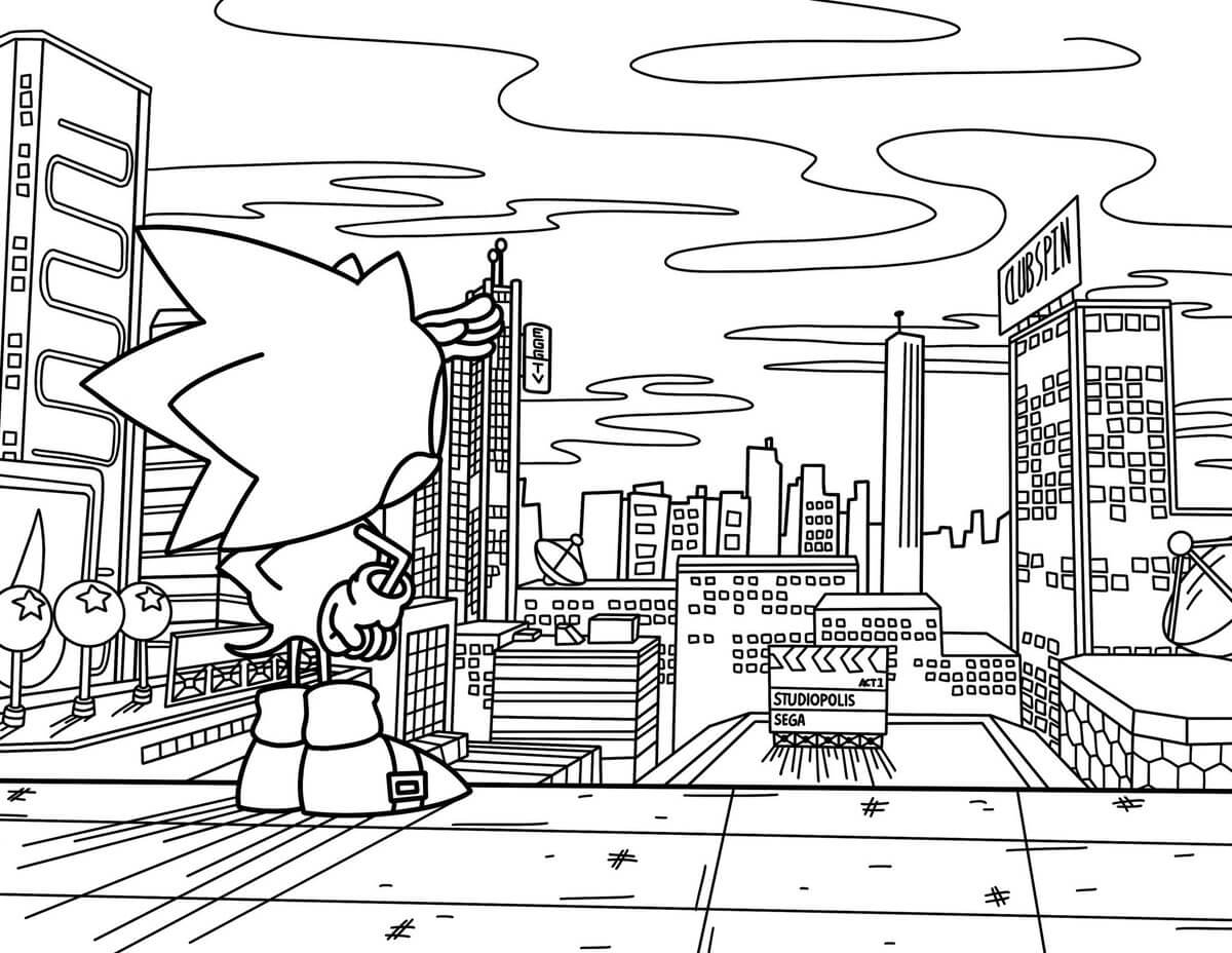 Sonic Sta Cercando la Città da colorare