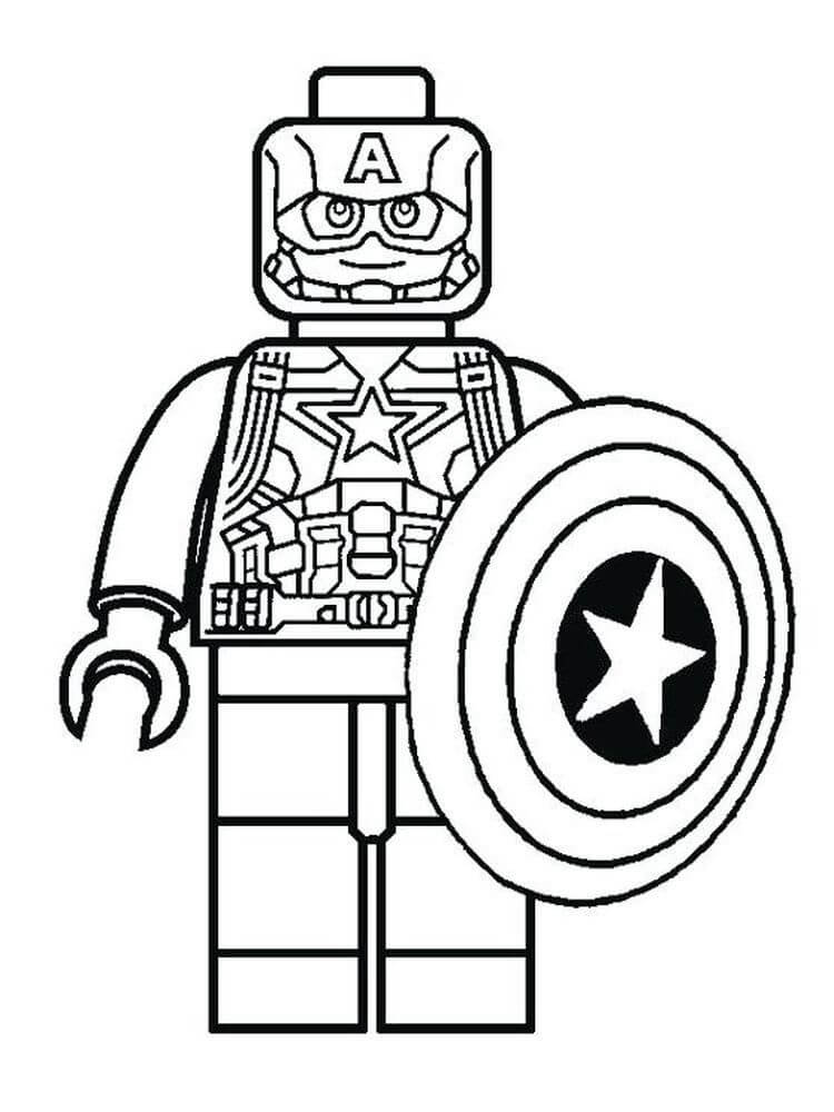 Sorridente Lego Captain America da colorare