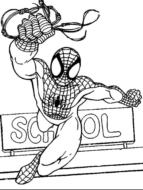 Spiderman a Scuola da colorare