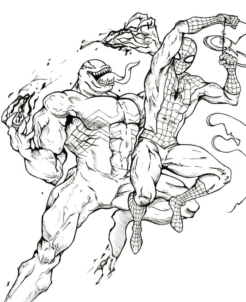 Spiderman vs Venom da colorare