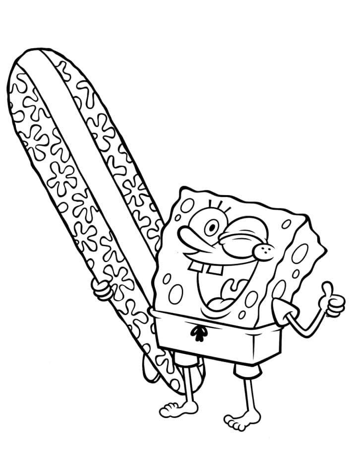 SpongeBob e Tavola da Surf da colorare