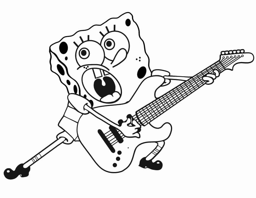 SpongeBob Suona la Chitarra da colorare