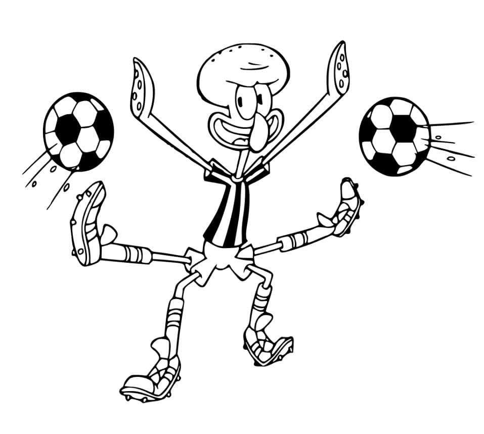 Squidward Tentacles che Gioca a Calcio da colorare