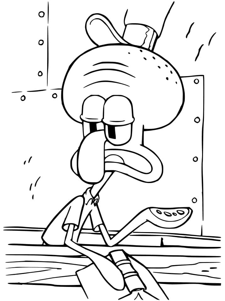 Squidward Tentacles con un Libro da colorare