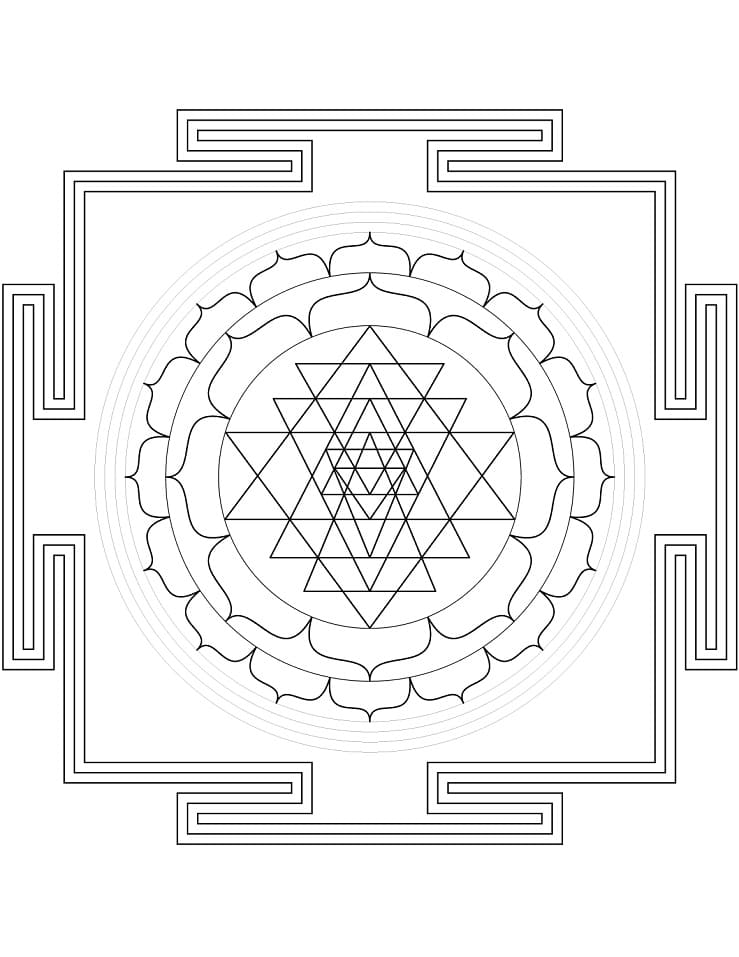 Sri Yantra Mandala da colorare