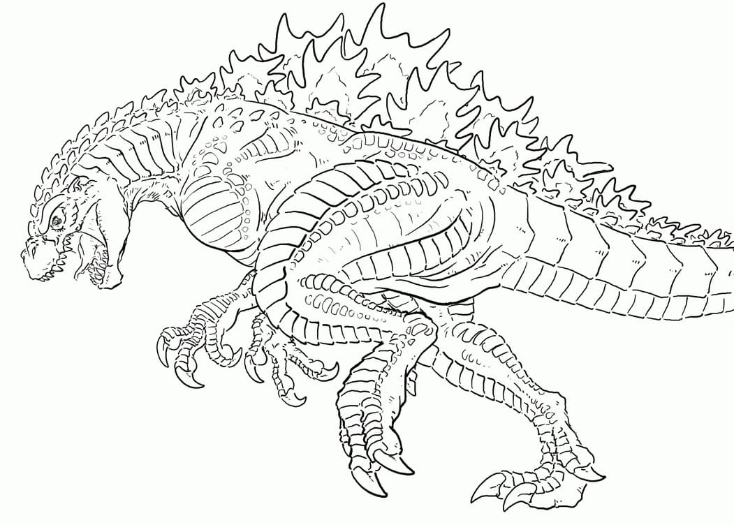 Stampa gratuita Godzilla da colorare
