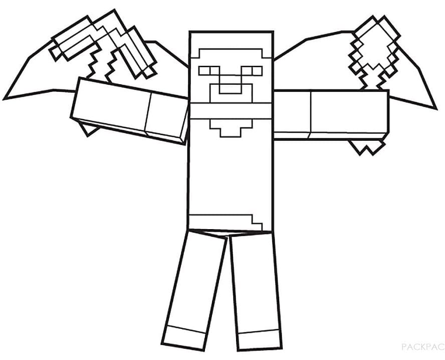 Steve Minecraft Incredibile da colorare