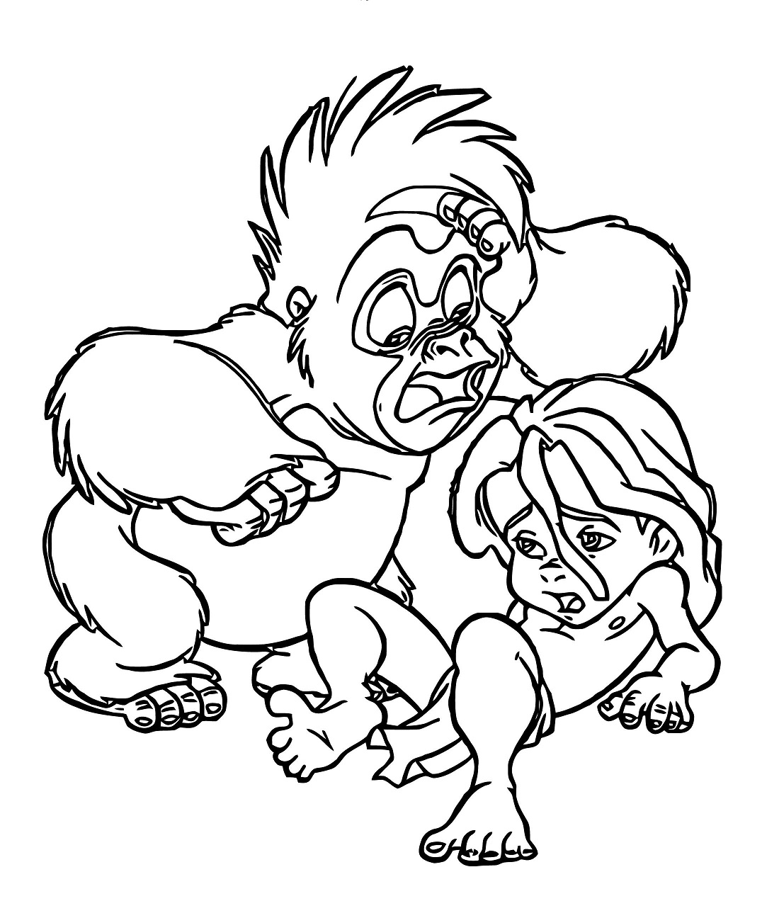 Tarzan divertente con Terk da colorare