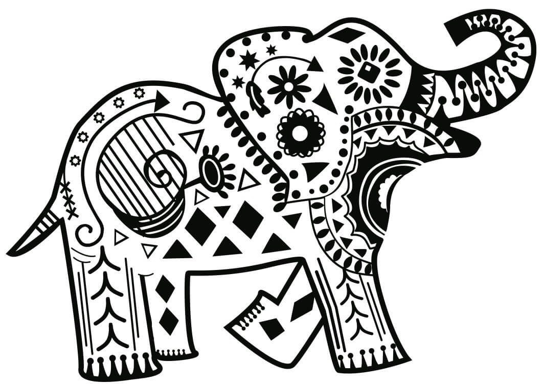 Tatuaggio di Elefante da colorare