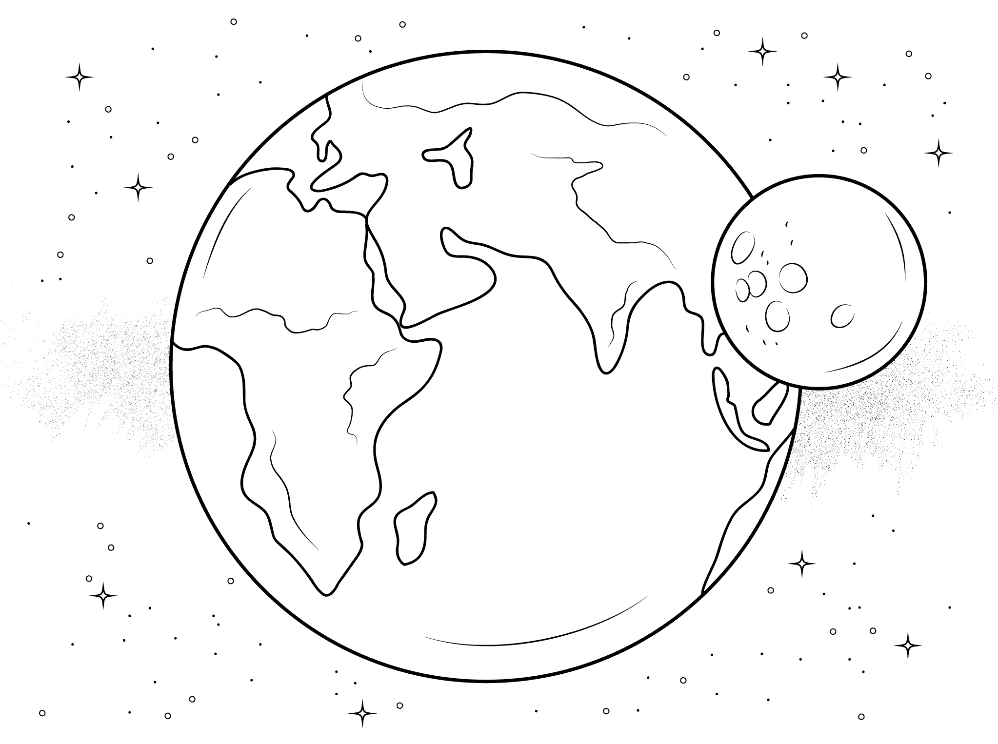 Terra e Luna gratuito da colorare