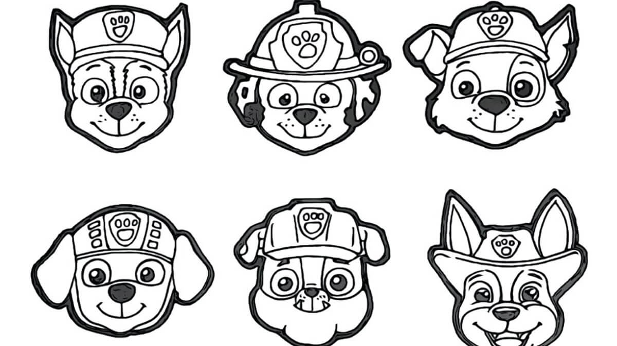 Testa dei personaggi di Paw Patrol da colorare