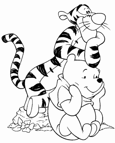 Tigre E Pooh Sorridendo da colorare