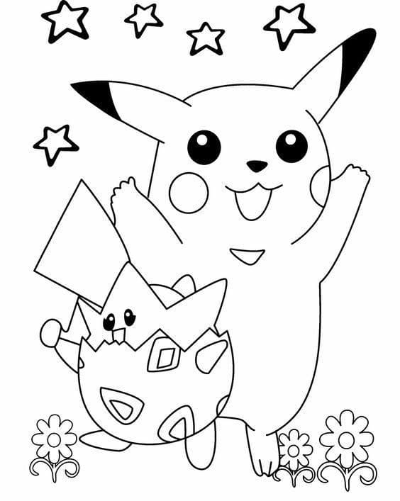 Togepi e Pikachu da colorare