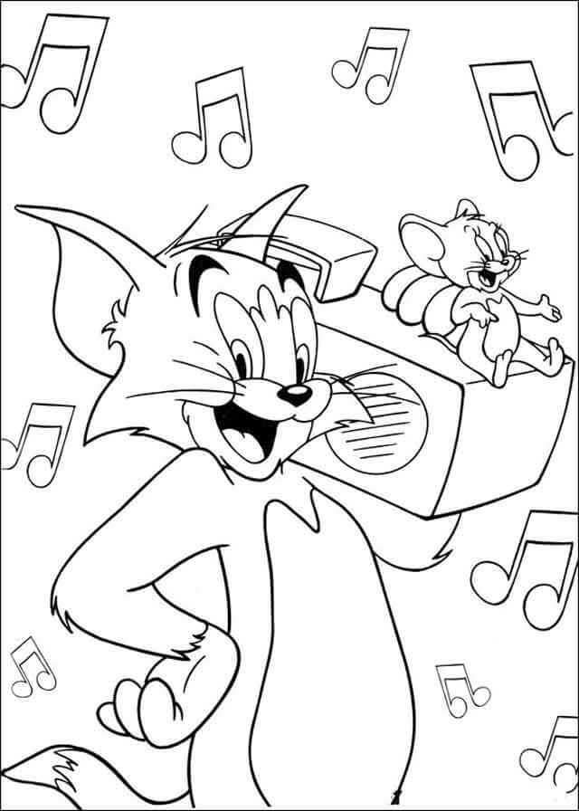 Tom e Jerry con la radio da colorare