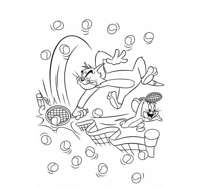 Tom e Jerry giocano tennis da colorare