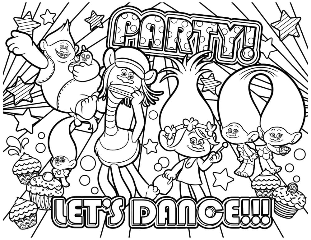 Trolls Festa del tour mondiale da colorare