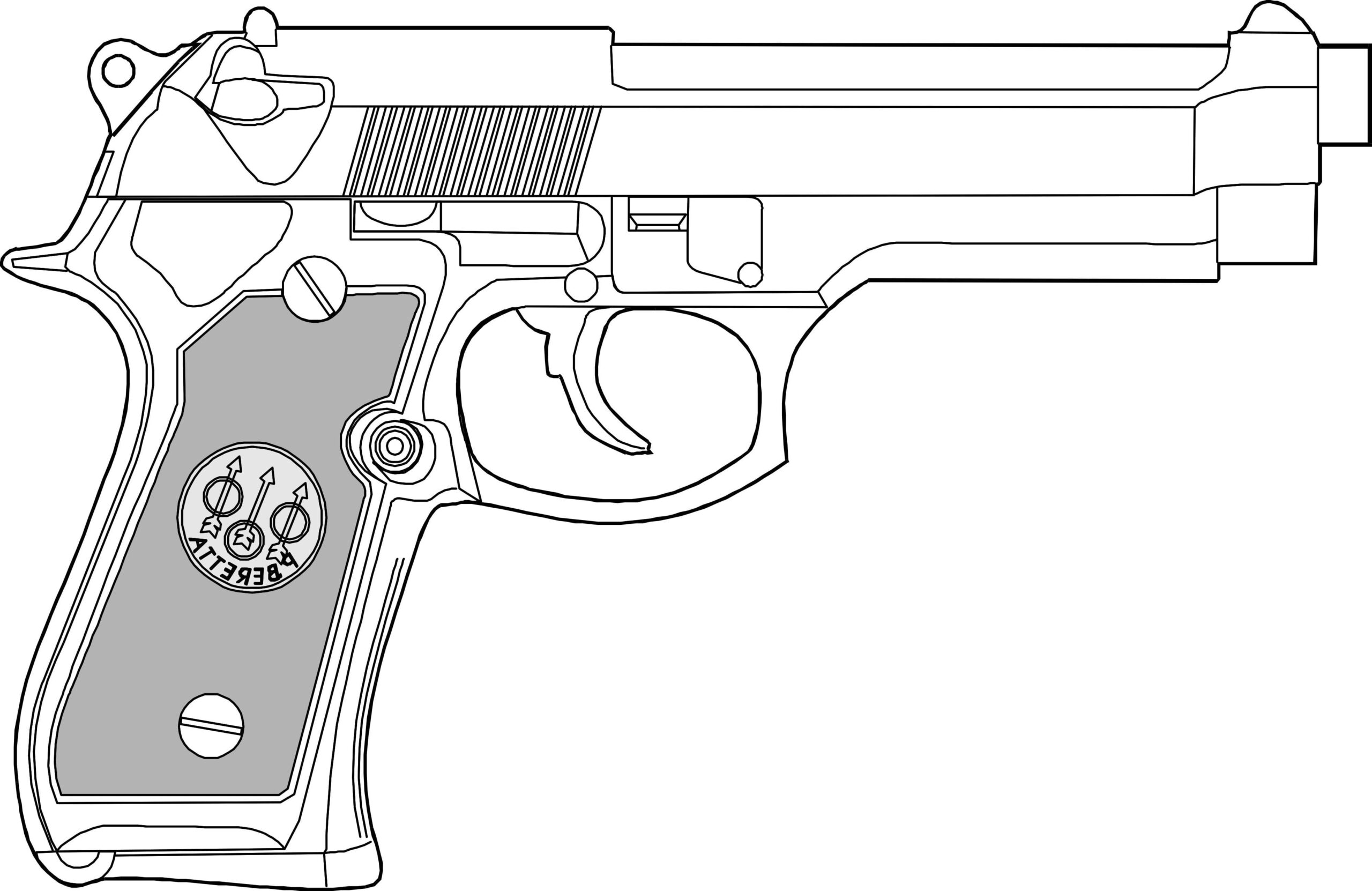 Una pistola della famiglia degli autocaricanti da colorare