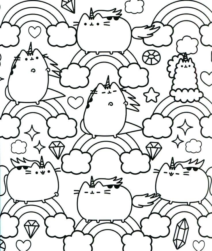 Unicorni Gatti Pusheen da colorare