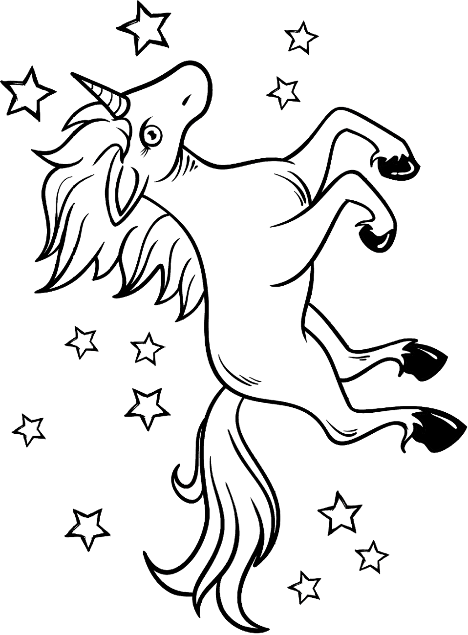 Unicorno E Stelle Intorno 