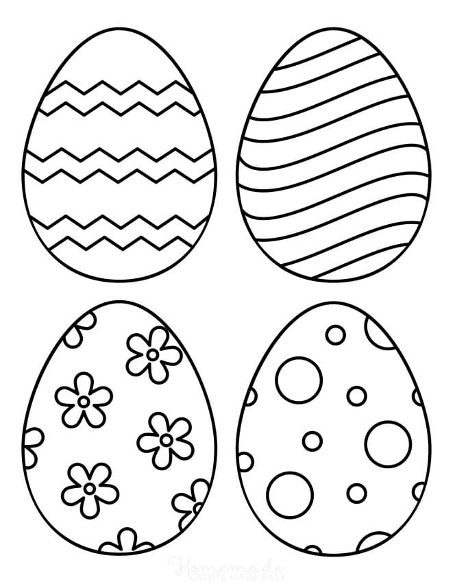 Uova di Pasqua con dettagli di base da colorare