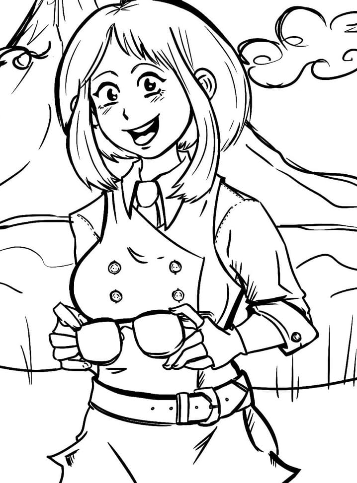 Uraraka sorride da colorare