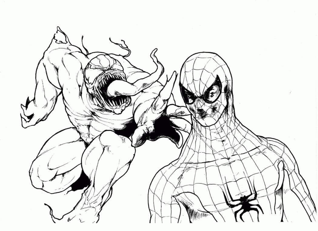 Venom attacca Spiderman da colorare