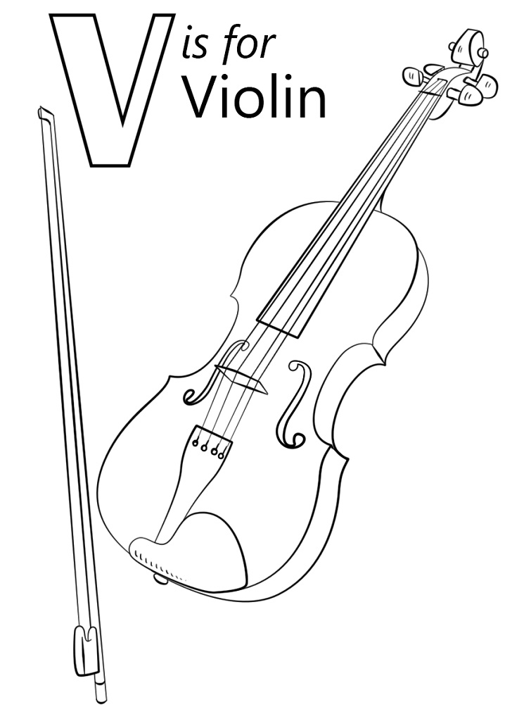 Violino Lettera V da colorare