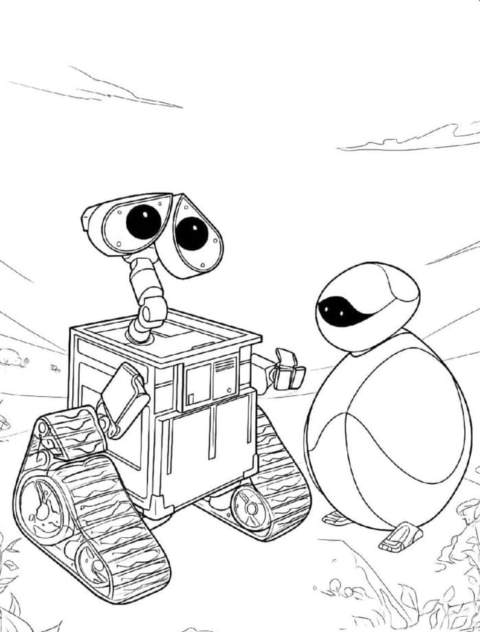 Wall-E ed Eve gratuito da colorare