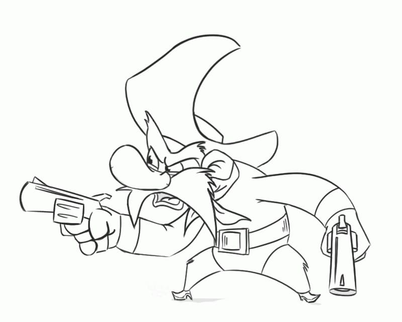 Yosemite Sam con le pistole in mano da colorare