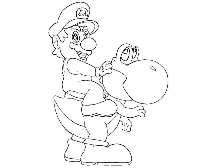 Yoshi e Mario gratis da colorare