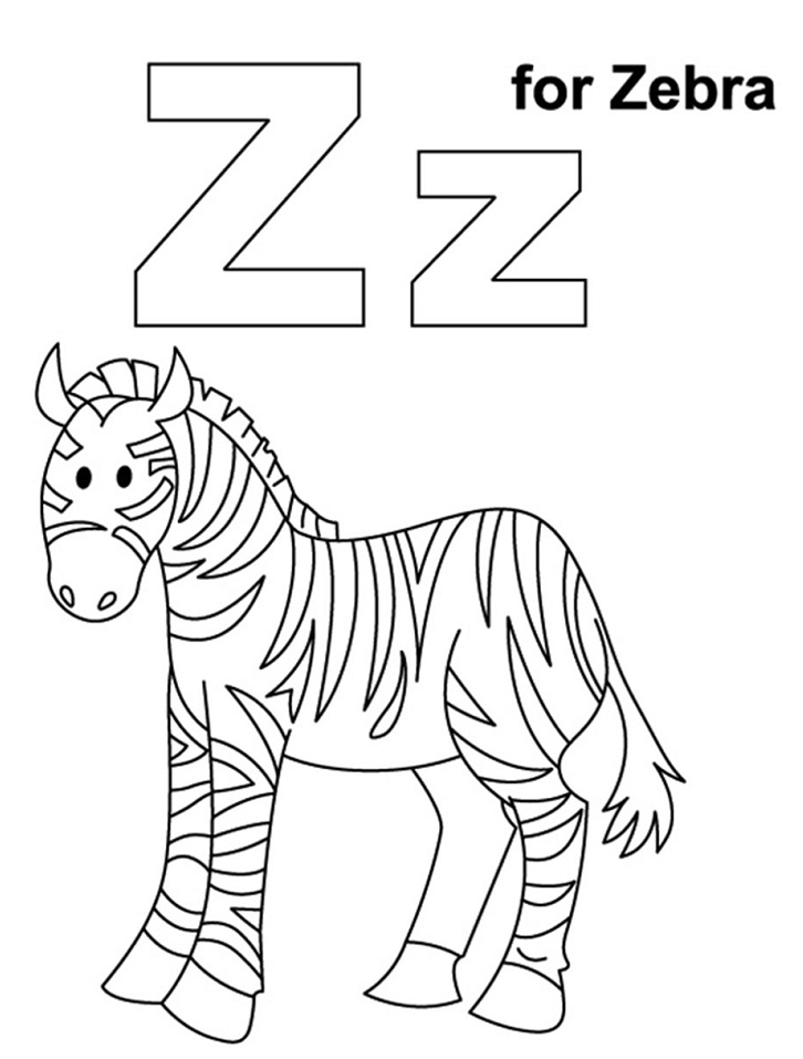 Zebra Lettera Z 1 da colorare