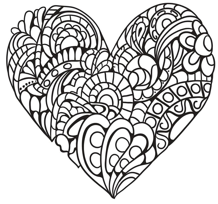 Zentangle del Cuore da colorare