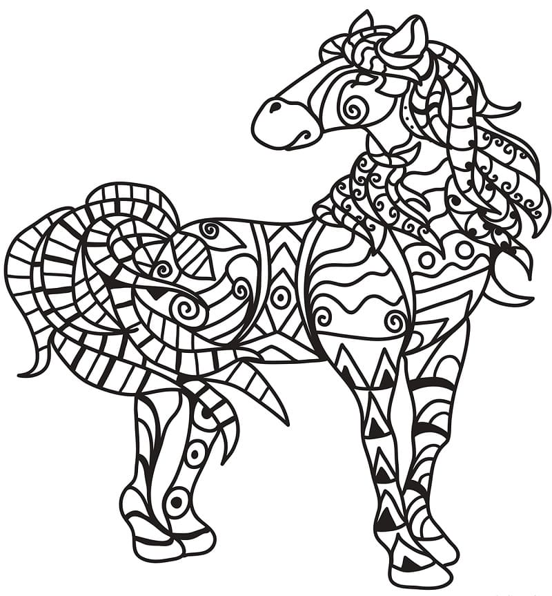 Zentangle di Cavallo da colorare