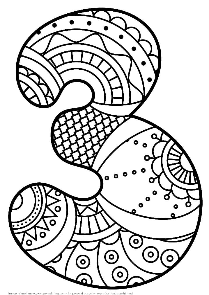 Zentangle numero 3 da colorare