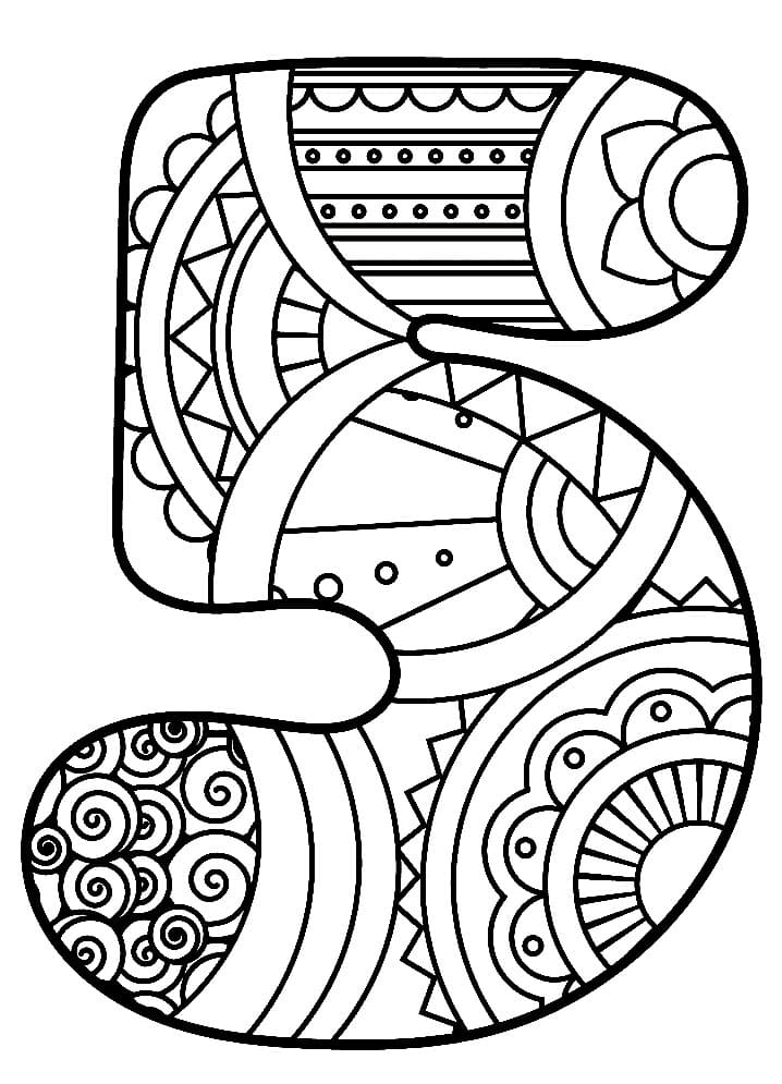 Zentangle numero 5 da colorare