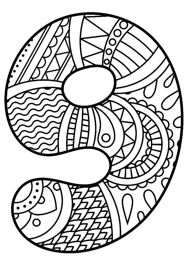 Zentangle numero 9 da colorare