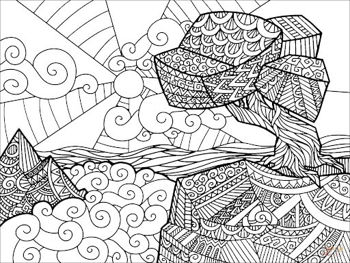 Zentangle Paesaggio da colorare