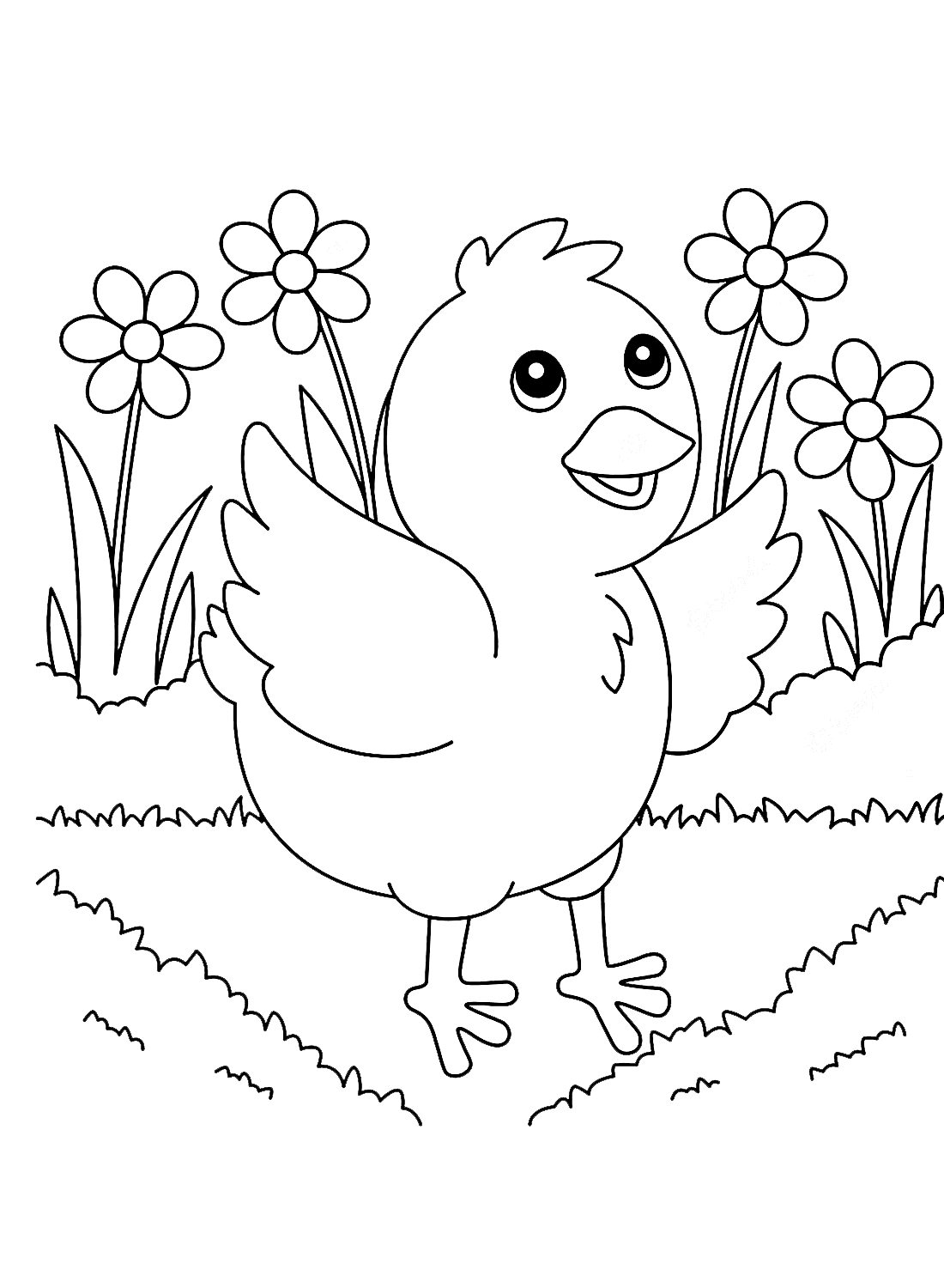 A-chick-and-flowers 