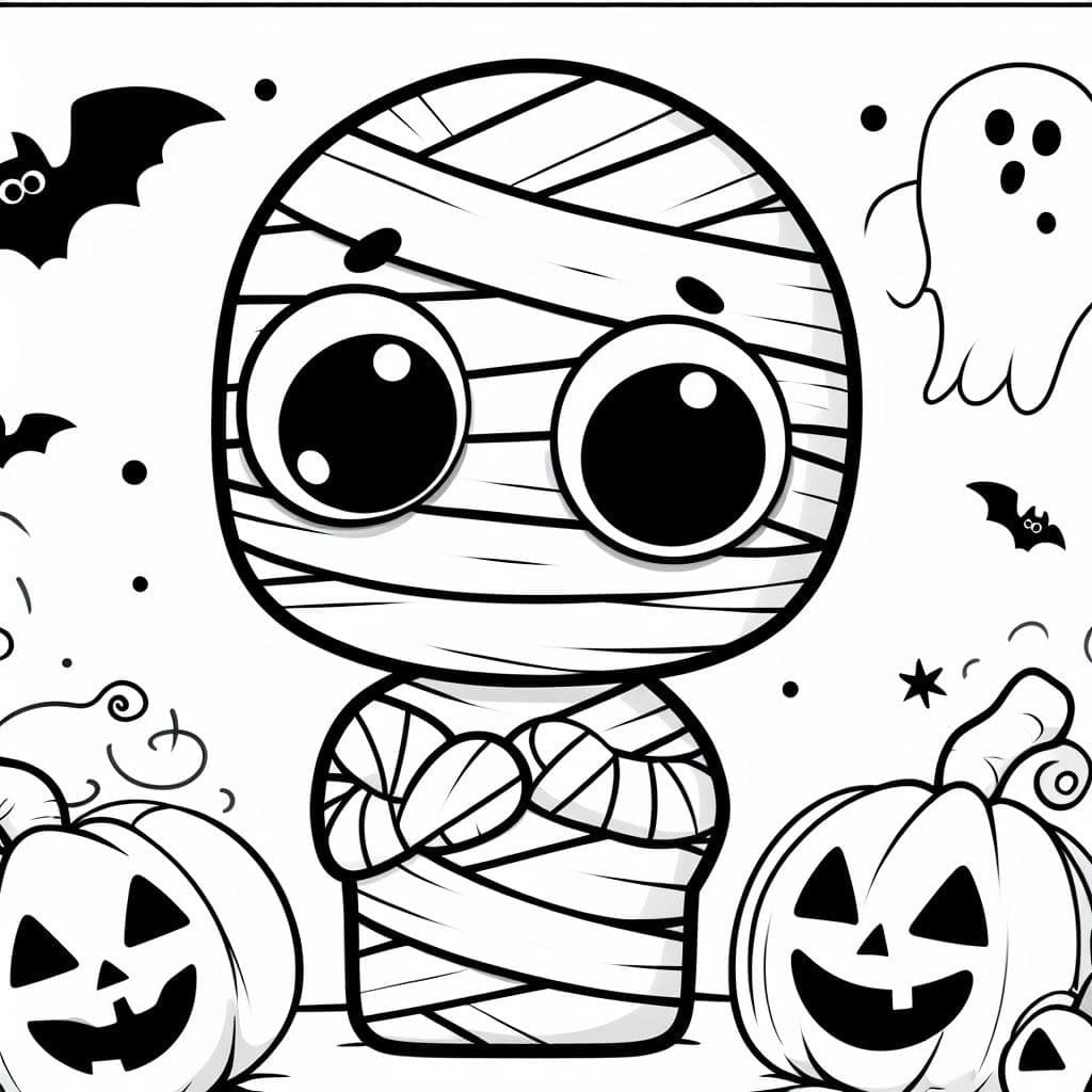 Adorabile mummia di Halloween da colorare