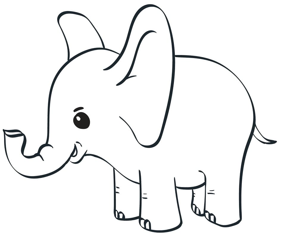 Adorable Baby Elephant coloring page 