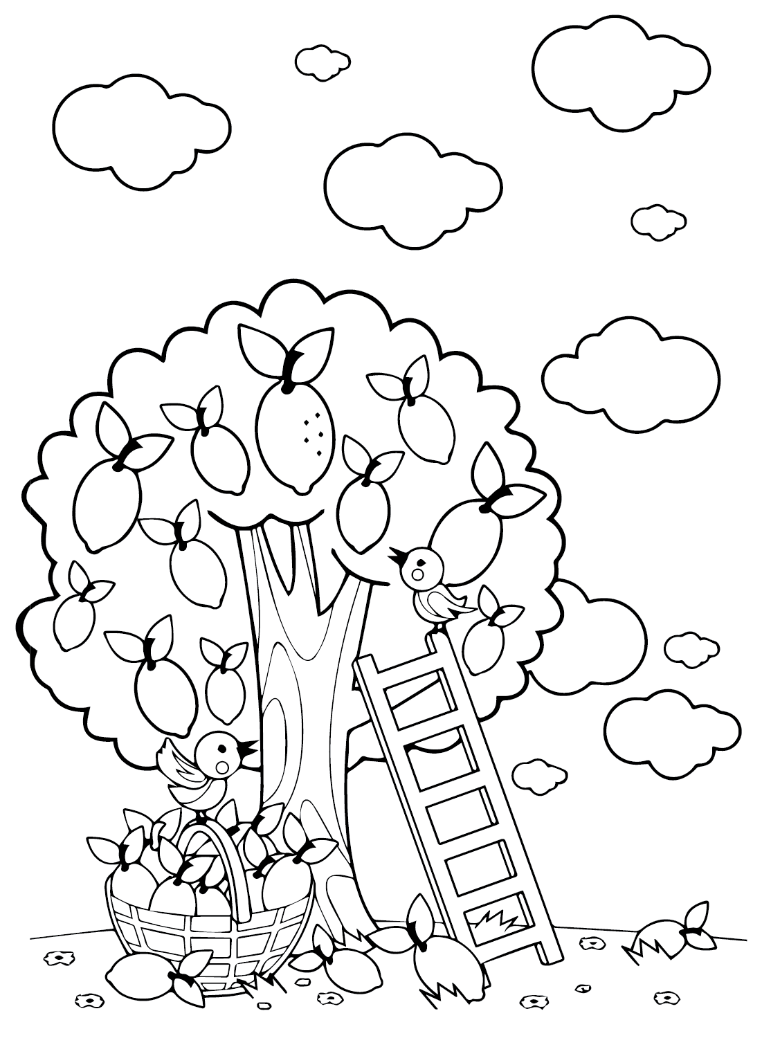Albero di limoni da colorare