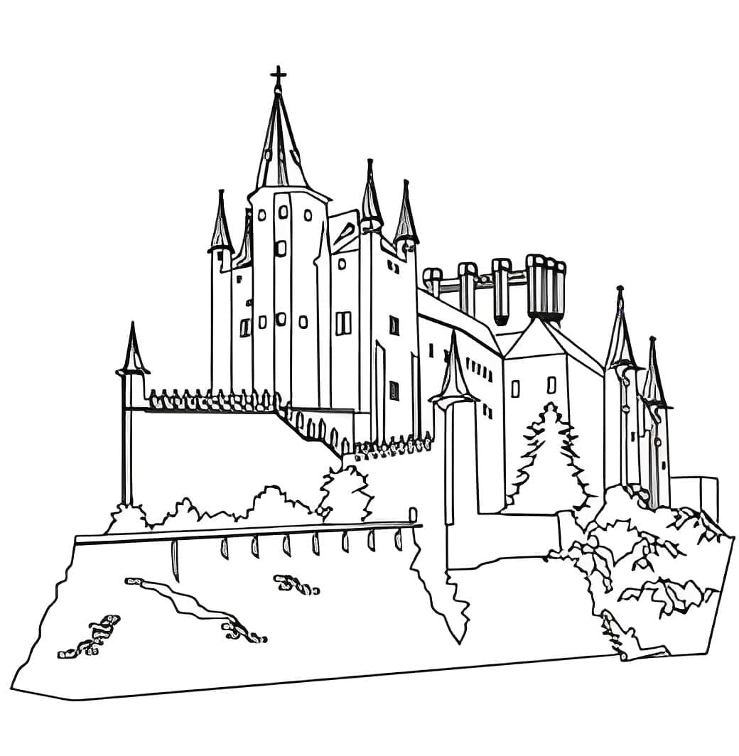 Alcázar Segoviasta Espanjassa da colorare