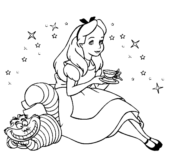 Alice Stregatto da colorare